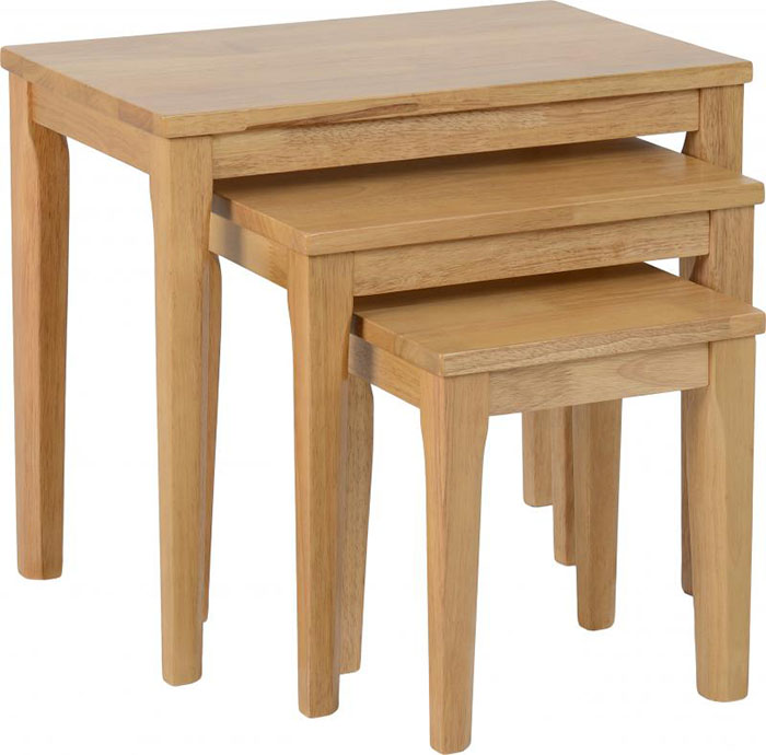 Logan Nest of Tables in Oak Varnish - Click Image to Close